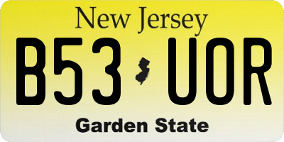 NJ license plate B53UOR
