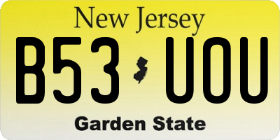 NJ license plate B53UOU