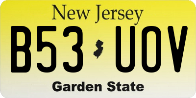 NJ license plate B53UOV