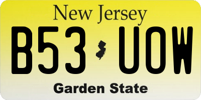NJ license plate B53UOW