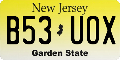 NJ license plate B53UOX