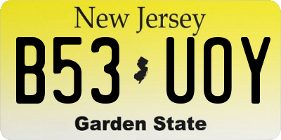 NJ license plate B53UOY