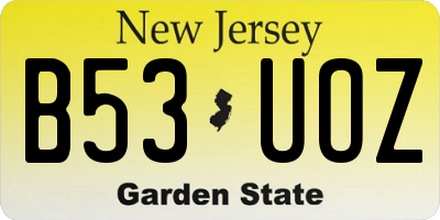 NJ license plate B53UOZ
