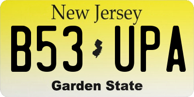 NJ license plate B53UPA