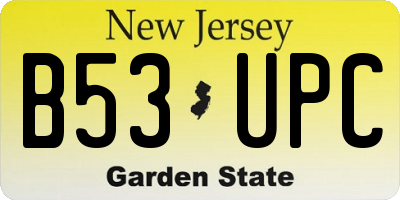 NJ license plate B53UPC