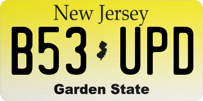 NJ license plate B53UPD