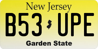 NJ license plate B53UPE