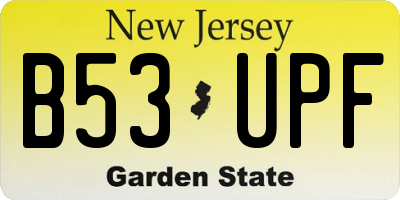 NJ license plate B53UPF