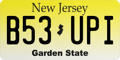 NJ license plate B53UPI