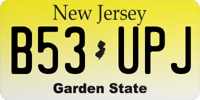 NJ license plate B53UPJ