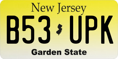 NJ license plate B53UPK