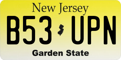 NJ license plate B53UPN