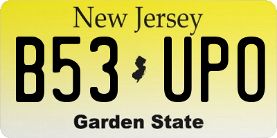 NJ license plate B53UPO