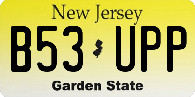 NJ license plate B53UPP