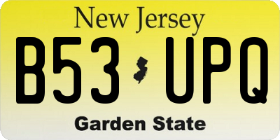 NJ license plate B53UPQ