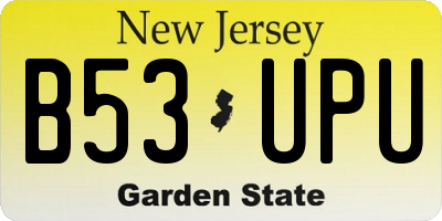 NJ license plate B53UPU