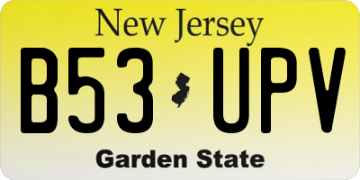 NJ license plate B53UPV