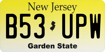 NJ license plate B53UPW