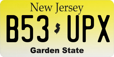 NJ license plate B53UPX