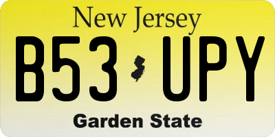 NJ license plate B53UPY