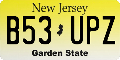 NJ license plate B53UPZ