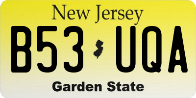 NJ license plate B53UQA