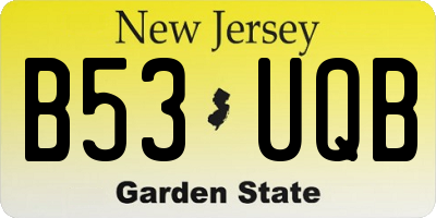 NJ license plate B53UQB