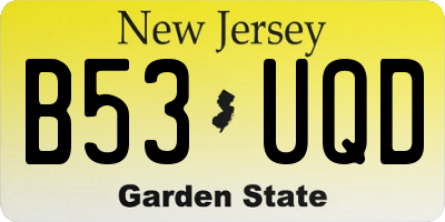 NJ license plate B53UQD
