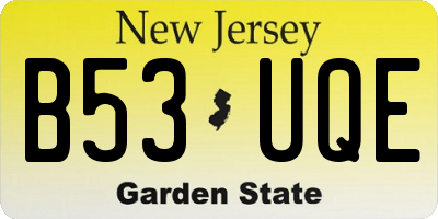 NJ license plate B53UQE