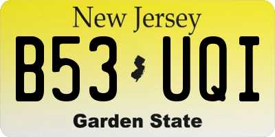 NJ license plate B53UQI