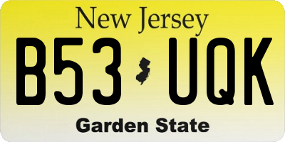 NJ license plate B53UQK