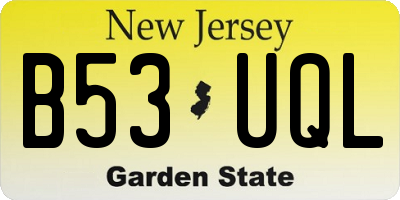 NJ license plate B53UQL