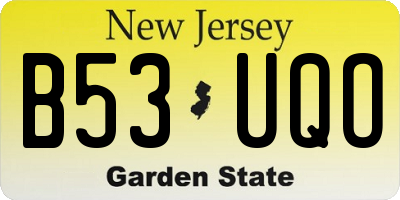 NJ license plate B53UQO