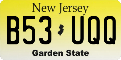 NJ license plate B53UQQ