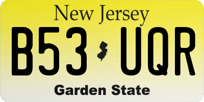 NJ license plate B53UQR