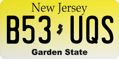 NJ license plate B53UQS