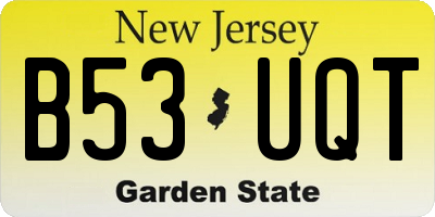 NJ license plate B53UQT
