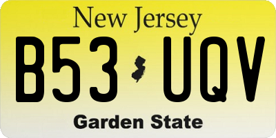 NJ license plate B53UQV