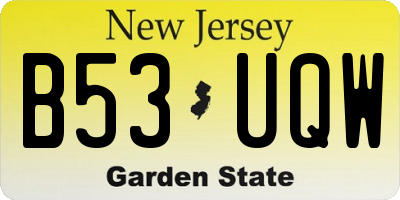 NJ license plate B53UQW