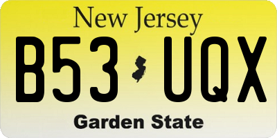 NJ license plate B53UQX