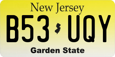 NJ license plate B53UQY