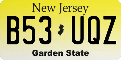 NJ license plate B53UQZ