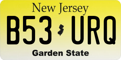NJ license plate B53URQ