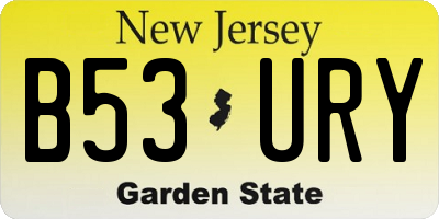 NJ license plate B53URY