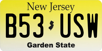 NJ license plate B53USW