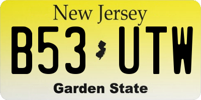 NJ license plate B53UTW