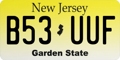 NJ license plate B53UUF
