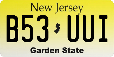 NJ license plate B53UUI