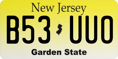 NJ license plate B53UUO