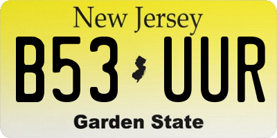 NJ license plate B53UUR